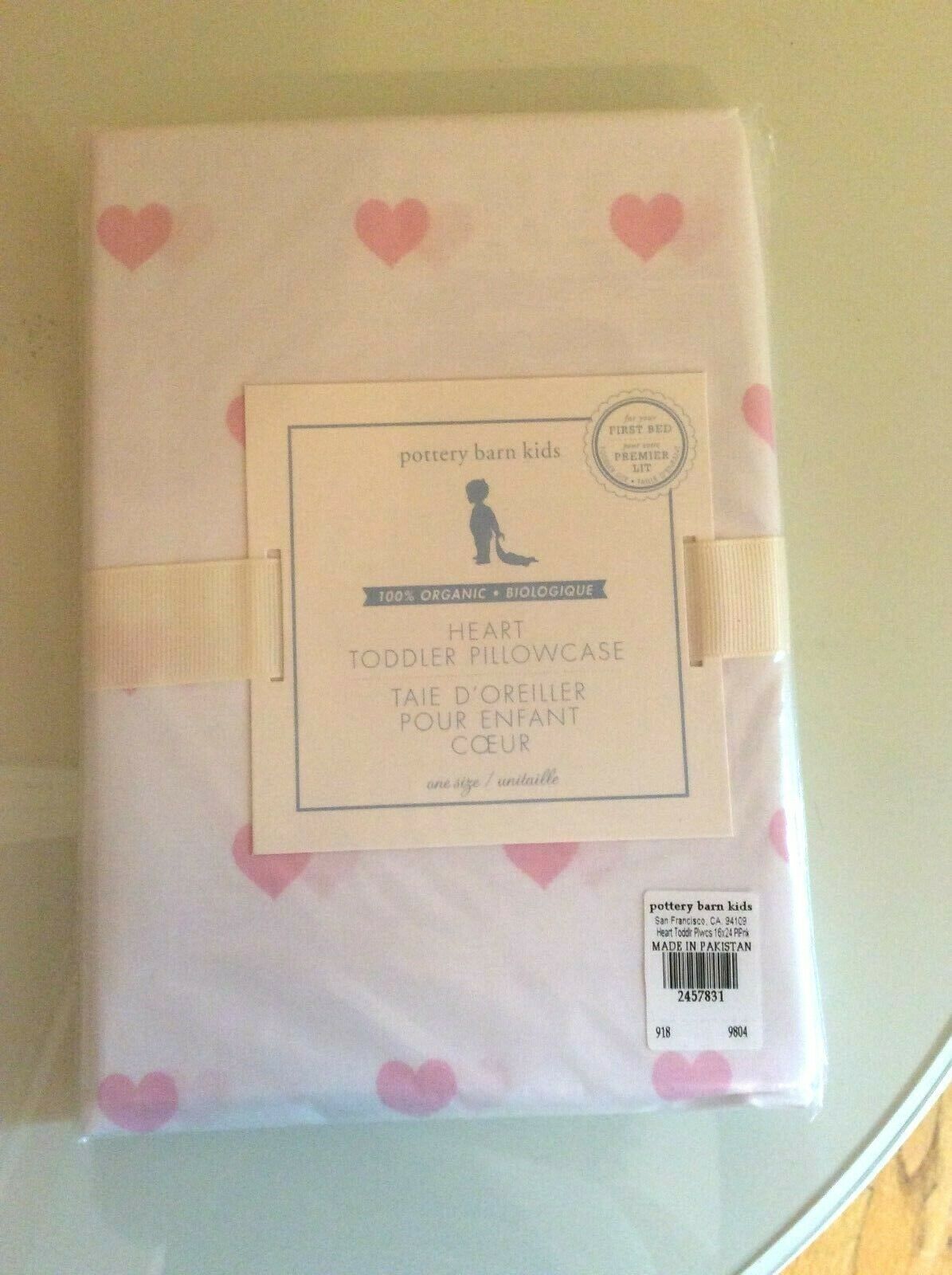 Pottery Barn Kid Heart Toddler Pillowcase Pink White Multi Princess Girl Bed New
