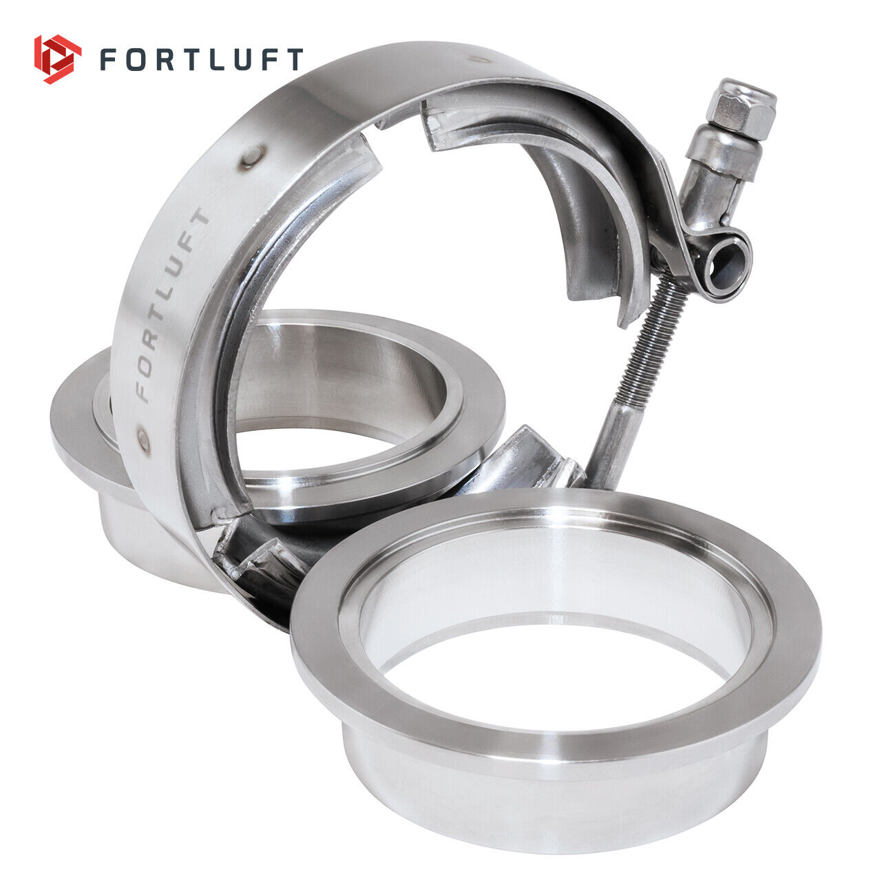 Fortluft 4401157 V-band Clamp Kit Male & Female Flanges Stainless Steel 2.25''/5