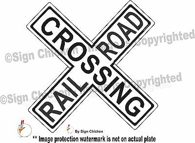 Cross Buck Sign // Train // Locomotive / Embossed - Rail Road Sign, Trains