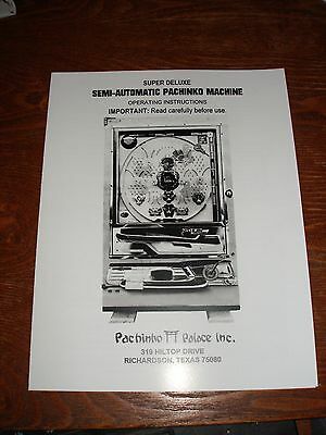 Super Deluxe Pachinko Machine Operating Instructions- Large Format