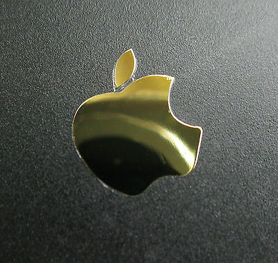 Apple Logo Label Aufkleber Sticker Badge Metal Golden Color Decal 13mm X 16mm