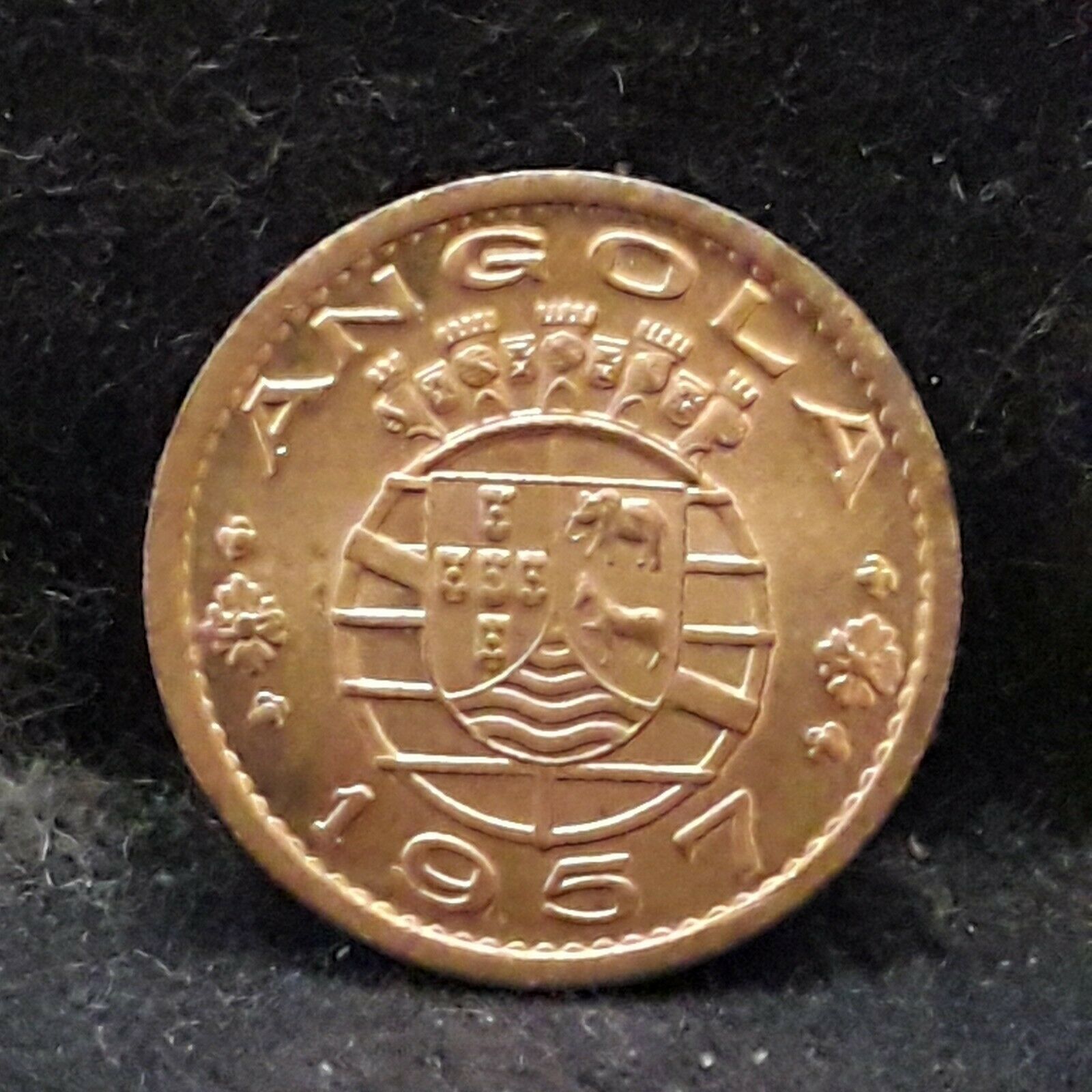 1957 Portuguese Angola (colony) 50 Centavos, Red Choice/gem Unc, Km-75 (an2)