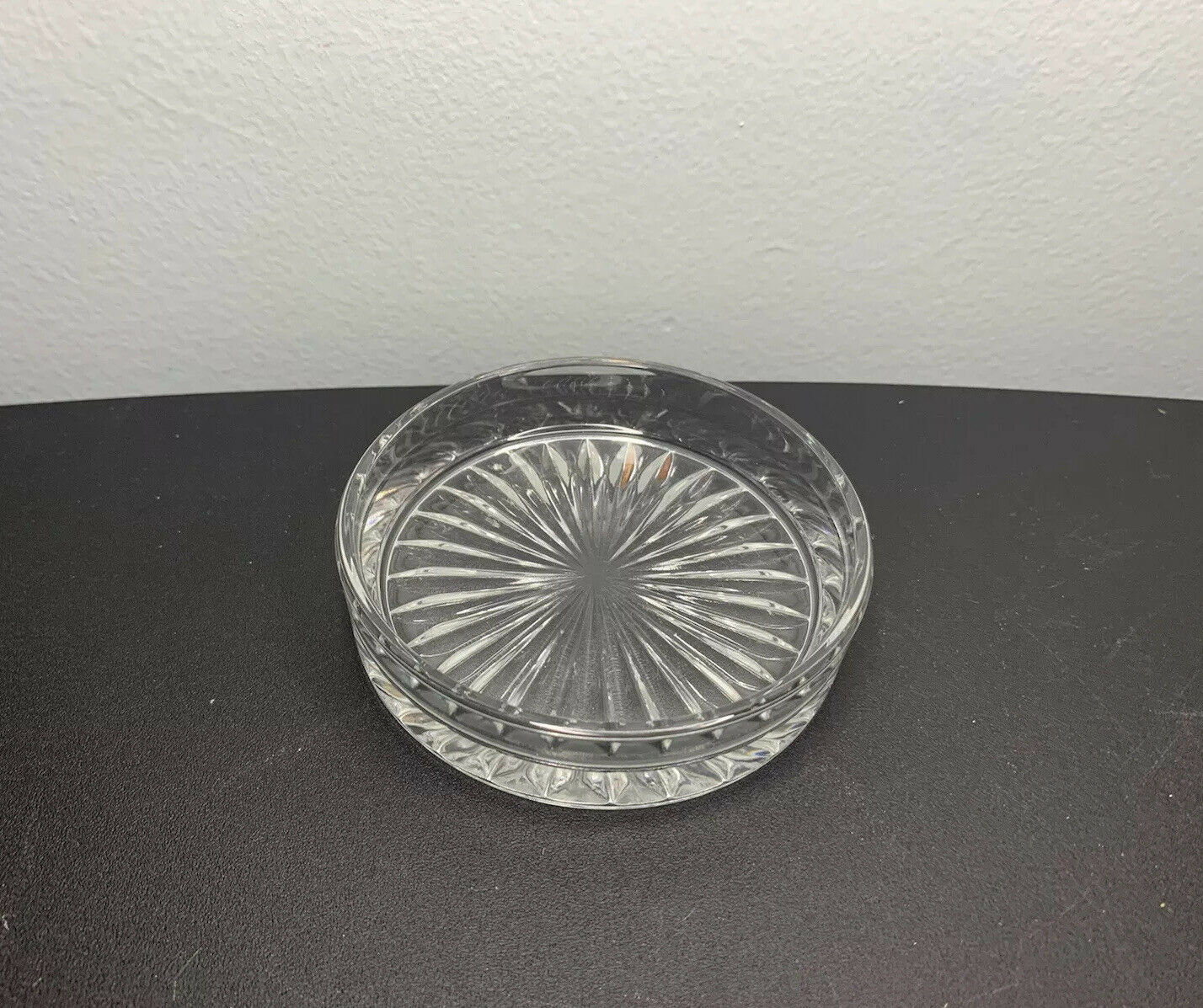 Vintage Crystal Cut Glass Small Candy Trinket Dish Ashtray 4” Round