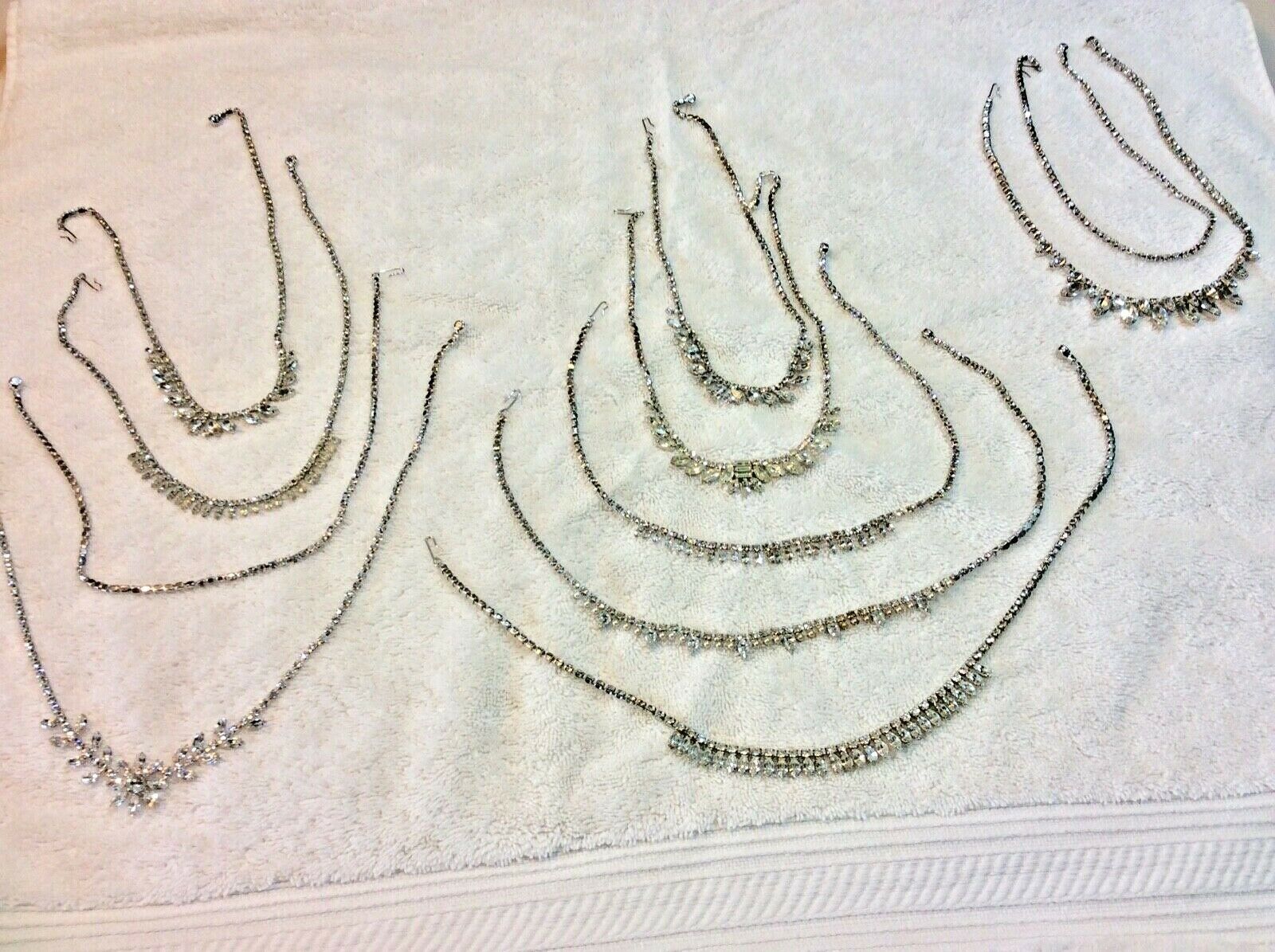 Vintage B. David Rhinestone Lot Of 11 Sparkling  Necklaces