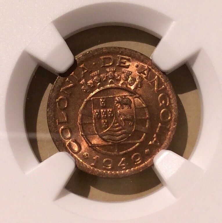 1949 Angola 10 Centavos Ngc Ms 64 Rd - Bronze - 16 In Higher Grades