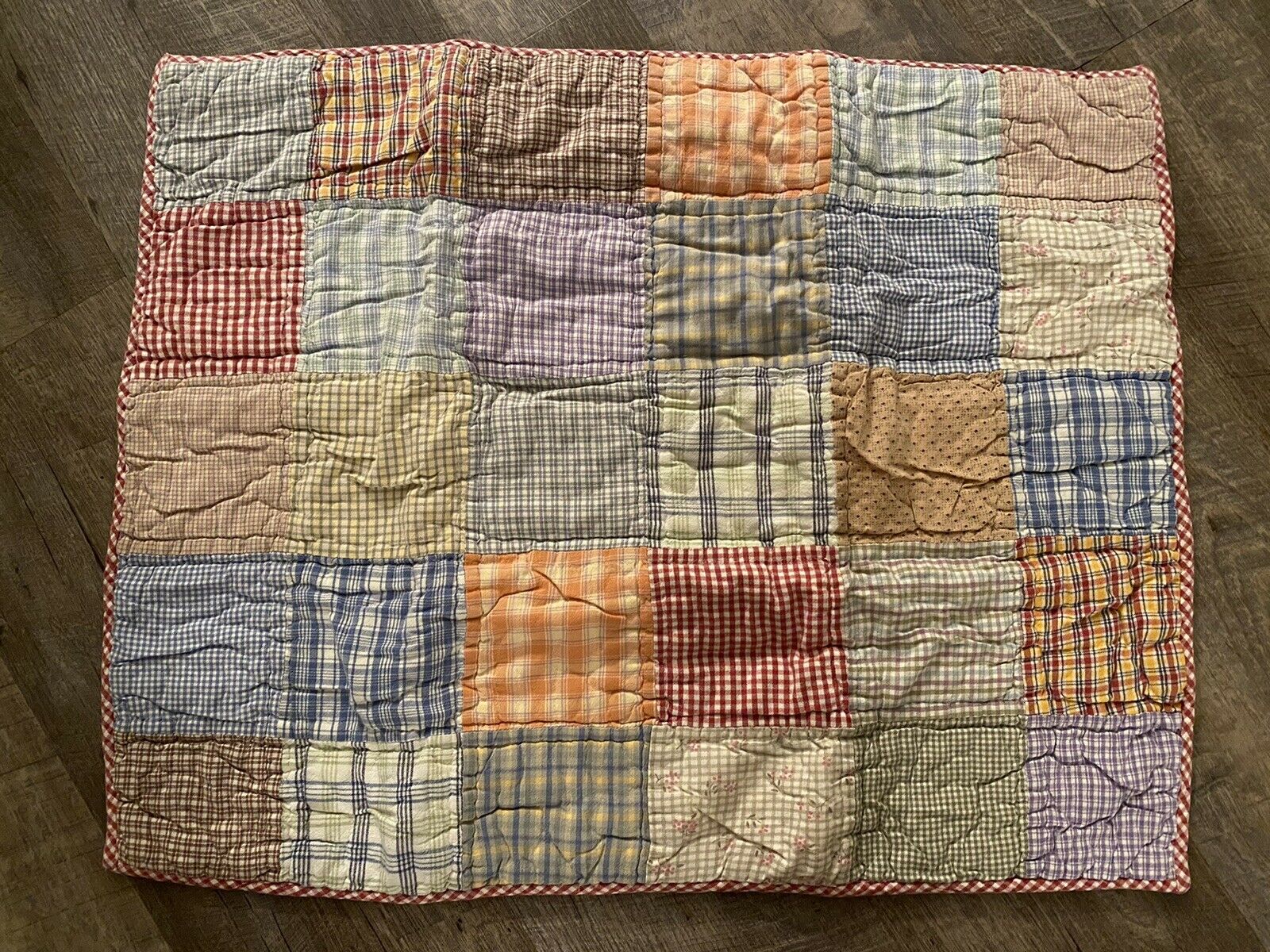 Pottery Barn Plaid Quilted Standard Sham Excellent