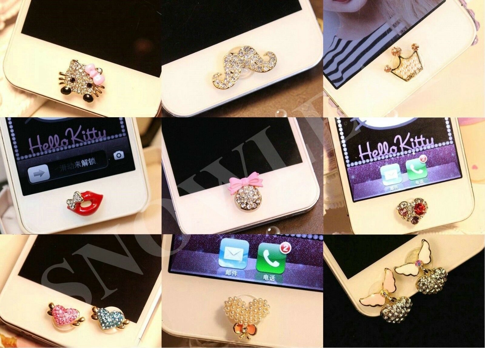 Cute Jewelry Design Home Button Sticker For Iphone4,5th,6,6 Plus,ipad,6s,6s Plus