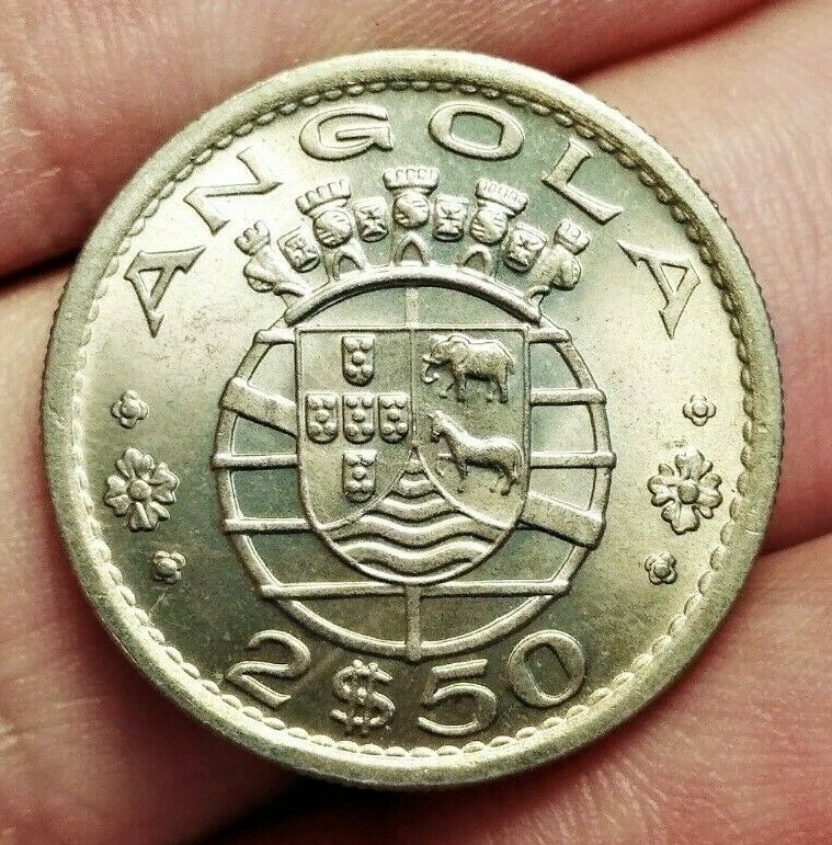 Portuguese Angola 2,5 Escudos 1974 Coin (unc! Superb! Full Luster!)