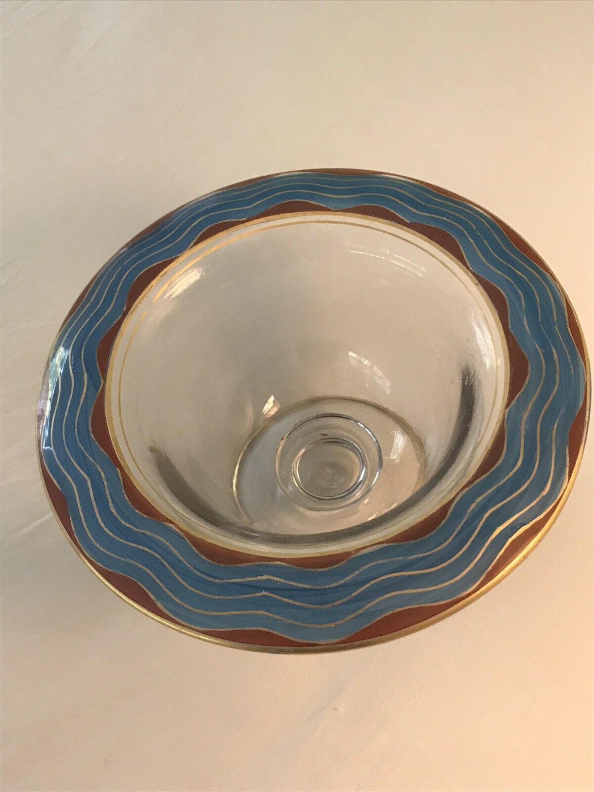 Antique Art Deco Handpainted Glass Bowl